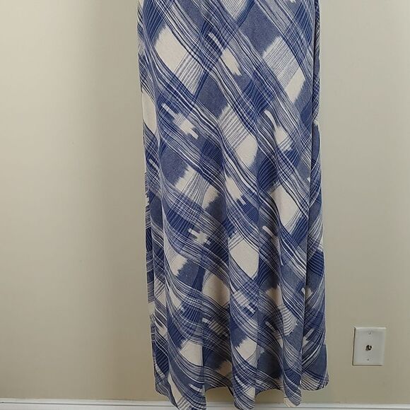 Indigo Handloom Blue And White Cotton  Plaid Maxi Dress - Picture 3 of 12